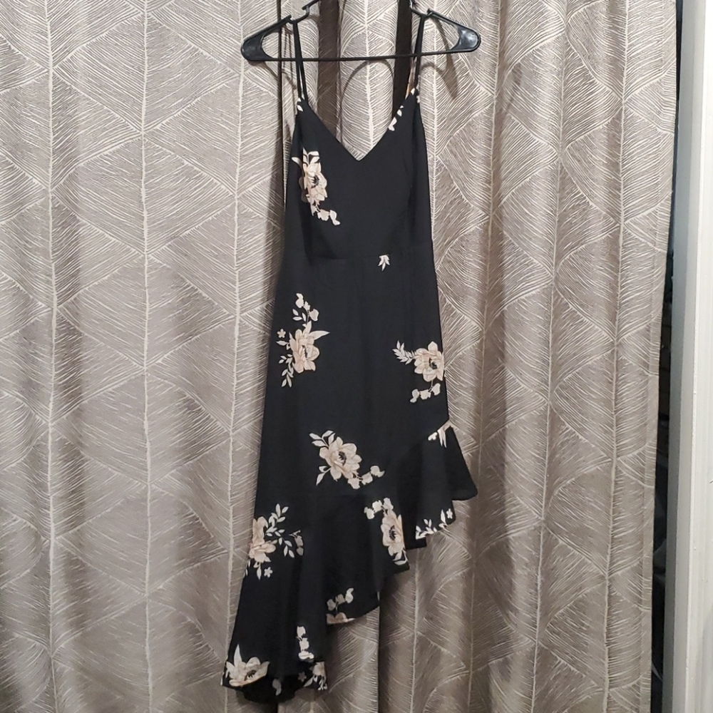 LULUS Black Florel Dress